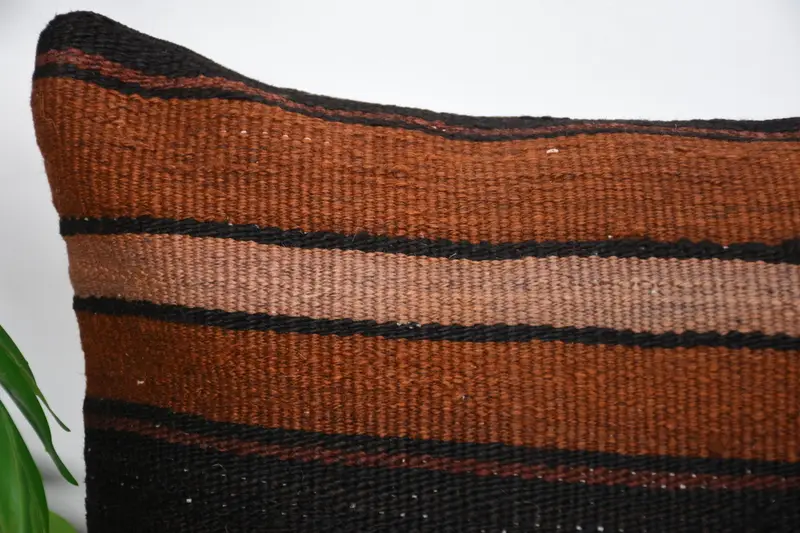 Pillow for Sofa, 16x16 Brown Pillow Cover, Handwoven Pillow Cover Cushion Case, Vintage Pillow, Pillow Cover, Handmade Kilim Cushion - 2