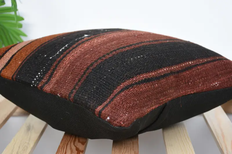 Pillow for Sofa, 16x16 Brown Pillow Cover, Handwoven Pillow Cover Cushion Case, Vintage Pillow, Pillow Cover, Handmade Kilim Cushion - 6