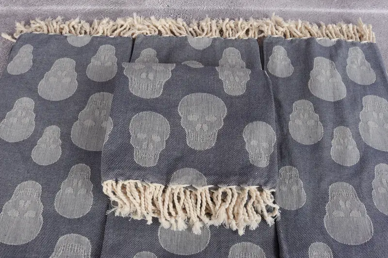 Bridal Gifts, 68x36 Cotton Skull Patterned Towel, Extra large Turkish bath towel, Best Beach Towel, Bachelor Gifts, Spa Towel, Bridesmaid Gift Towel - 4