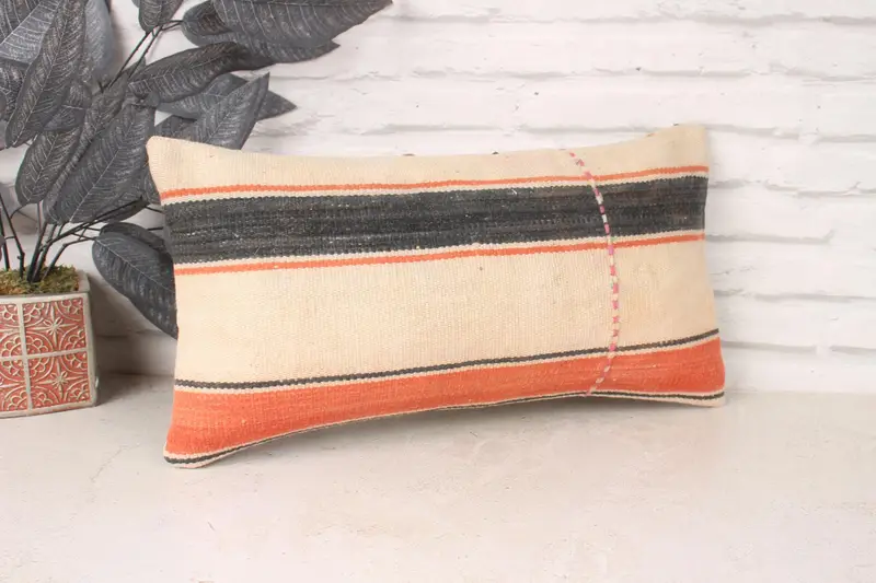 Decorative Bolster Pillow Case, Home Decor Pillow, Pillow for Couch, Ethnic Pillow, Handmade Kilim Cushion, 10x20 Beige Pillow Case, Pillow Case - 3