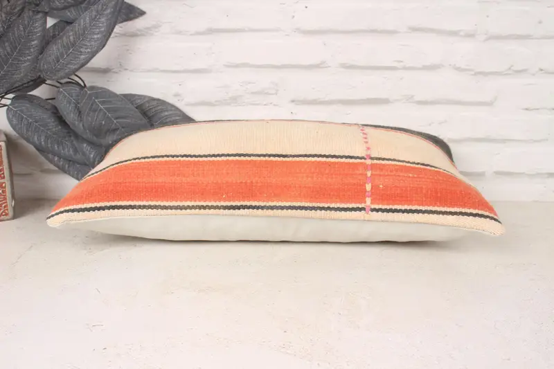 Decorative Bolster Pillow Case, Home Decor Pillow, Pillow for Couch, Ethnic Pillow, Handmade Kilim Cushion, 10x20 Beige Pillow Case, Pillow Case - 5