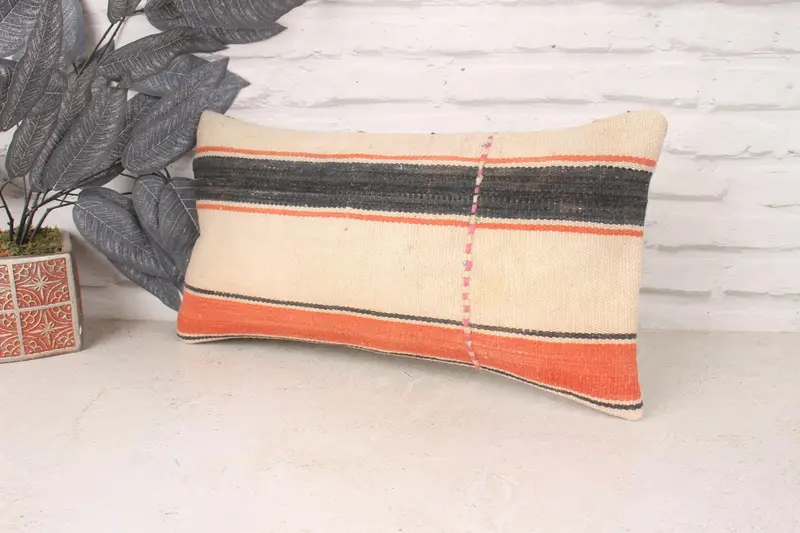 Decorative Bolster Pillow Case, Home Decor Pillow, Pillow for Couch, Ethnic Pillow, Handmade Kilim Cushion, 10x20 Beige Pillow Case, Pillow Case - 4