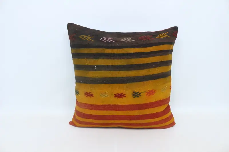 Turkish Kilim Pillow, Cushion, Wholesale Pillow Case, 28x28 Orange Cushion Cover, Kilim Pillow, Vintage Kilim Throw Pillow - 1