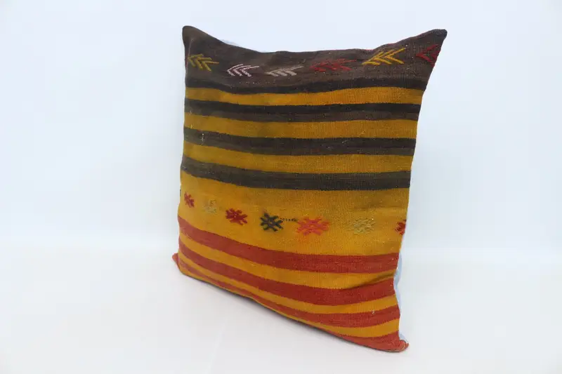 Turkish Kilim Pillow, Cushion, Wholesale Pillow Case, 28x28 Orange Cushion Cover, Kilim Pillow, Vintage Kilim Throw Pillow - 4