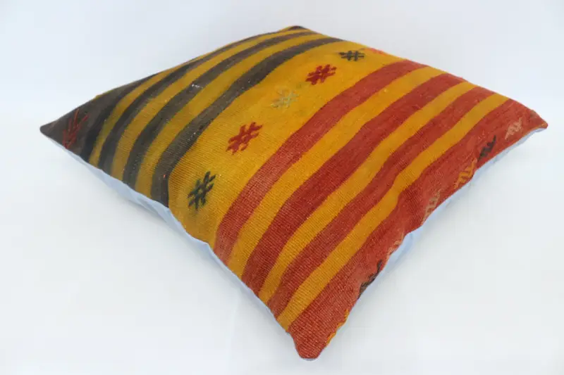 Turkish Kilim Pillow, Cushion, Wholesale Pillow Case, 28x28 Orange Cushion Cover, Kilim Pillow, Vintage Kilim Throw Pillow - 6