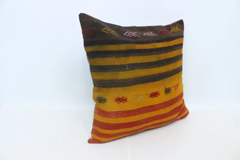 Turkish Kilim Pillow, Cushion, Wholesale Pillow Case, 28x28 Orange Cushion Cover, Kilim Pillow, Vintage Kilim Throw Pillow - 3