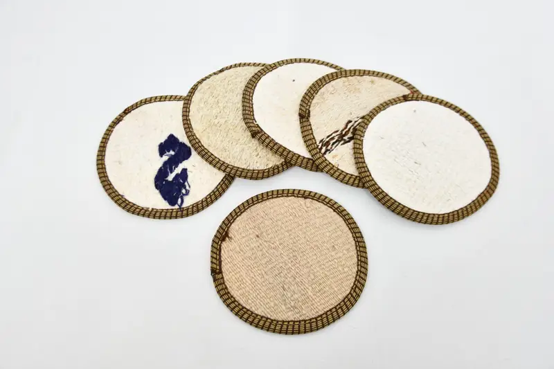 Bohemian Round Coaster Set, White and Beige Coasters