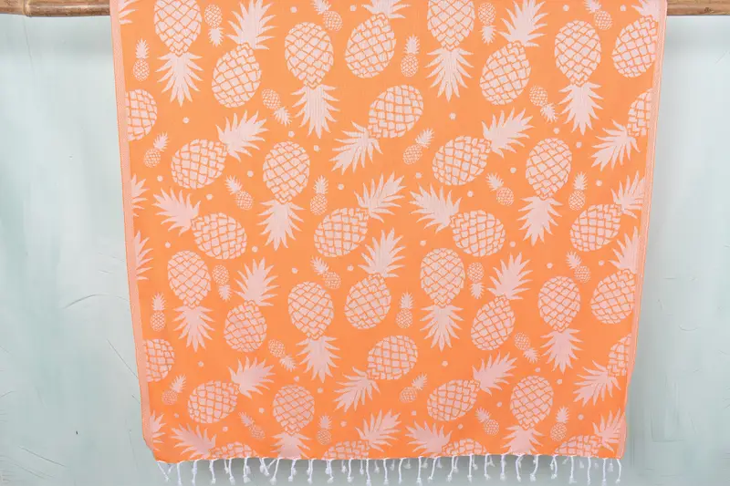 Bridal Shower Gift, Beach Towel Gift, Custom Wedding Towel, Spa Gift, 70x36 Cotton Pineapple Design Towel, Bachelorette Party Favors, Gym Towel - 1