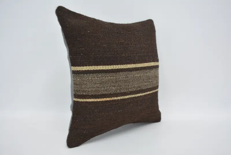 Home Decor Pillow, Personalized Gift Pillow Cushion Case, 14x14 Brown Cushion Cover, Pillow, Kilim Pillow Cover, Handmade Kilim Cushion - 3