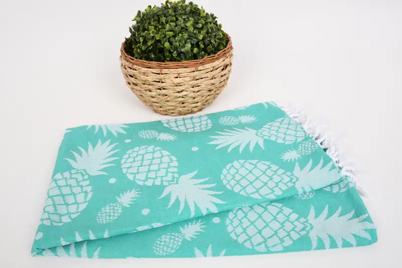 Absorbent Turkish towel, Lightweight towel, Turkish hand towel, Spa Gift Towel, Family Gift Basket, 70x36 Cotton Pineapple Design Towel, Peshtemal - 4