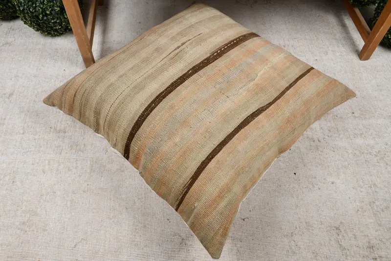 Ikat Cushion, Home Decor Pillow, Southwestern Cushion Case, Handmade Kilim Cushion, Pillow, Vintage Kilim Pillow, 32x32 Beige Pillow Case - 8
