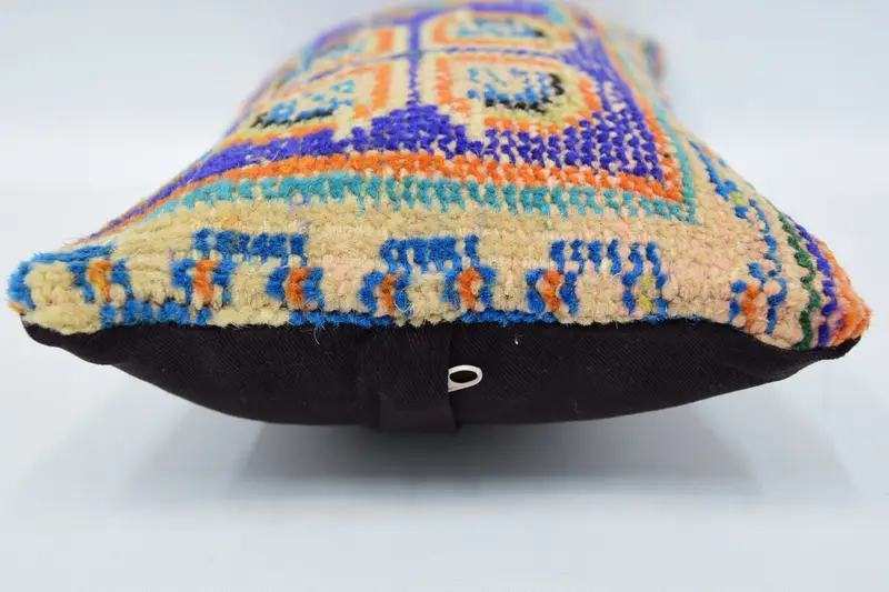 Handmade Cushion Case, Gift Pillow, Ethnical Kilim Rug Pillow, Meditation Pillow Case, Turkish Pillow, Cushion Cover, 8x16 Blue Pillow Sham - 5