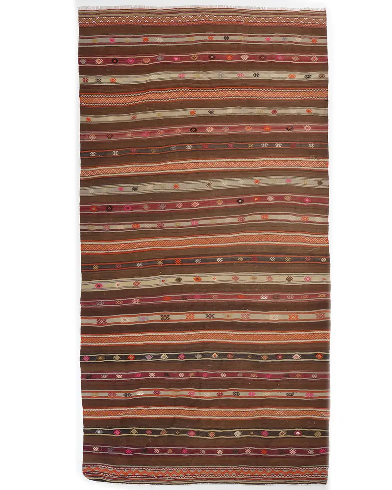 6,3x12,3 ft Halı, Kahverengi ve Bej Düz Renk