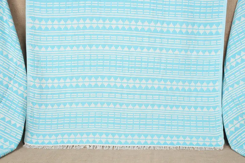 Toalla Turca De Playa Diseño Geométrico Personalizado Turquesa, 40x71 Pulgadas