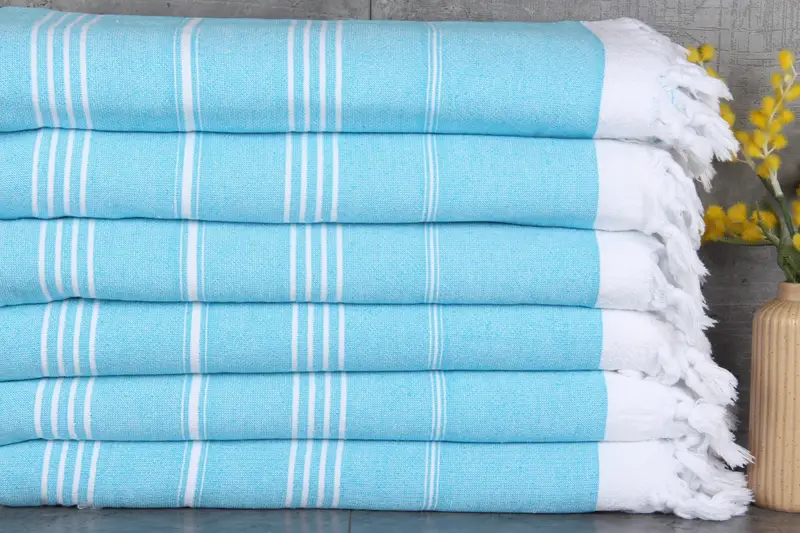 Custom Turkish Towel Organic Cotton Beige Stripes, 36x71 Inches