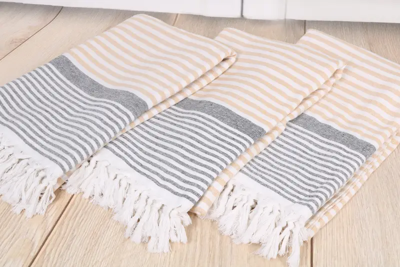Best Friend Wedding Gift, Turkish Towel USA, 68x40 Cotton Striped Terry Towel, Quick-Dry Beach Towel, Bridal Party Gifts, Sand-free towel - 6