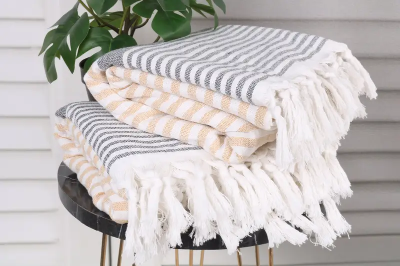 Best Friend Wedding Gift, Turkish Towel USA, 68x40 Cotton Striped Terry Towel, Quick-Dry Beach Towel, Bridal Party Gifts, Sand-free towel - 3