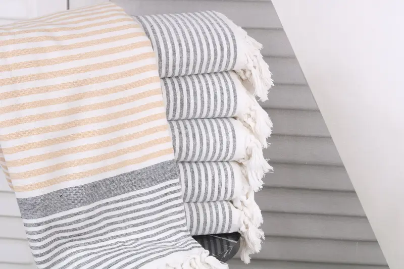 Best Friend Wedding Gift, Turkish Towel USA, 68x40 Cotton Striped Terry Towel, Quick-Dry Beach Towel, Bridal Party Gifts, Sand-free towel - 1