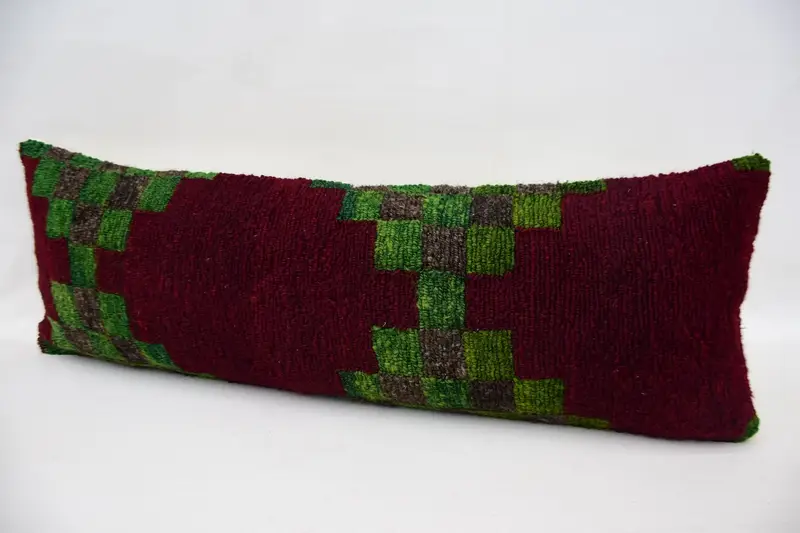 Square Throw Pillow Cover, Vintage Pillow, Kilim Pillow, Cushion Case, 12x36 Red Pillow Case, Vintage Cushion Case, Ethnical Kilim Rug Pillow - 5