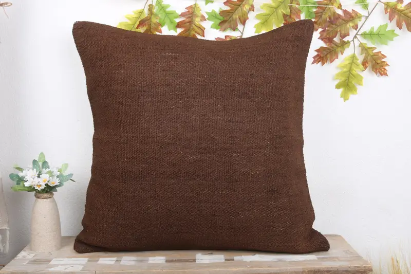 24x24 Brown Pillow Case, Vintage Pillow, Ottoman Pillow Sham, Nomadic Pillow Cover, Pillow for Couch, Pillow Cover, Throw Kilim Pillow - 2