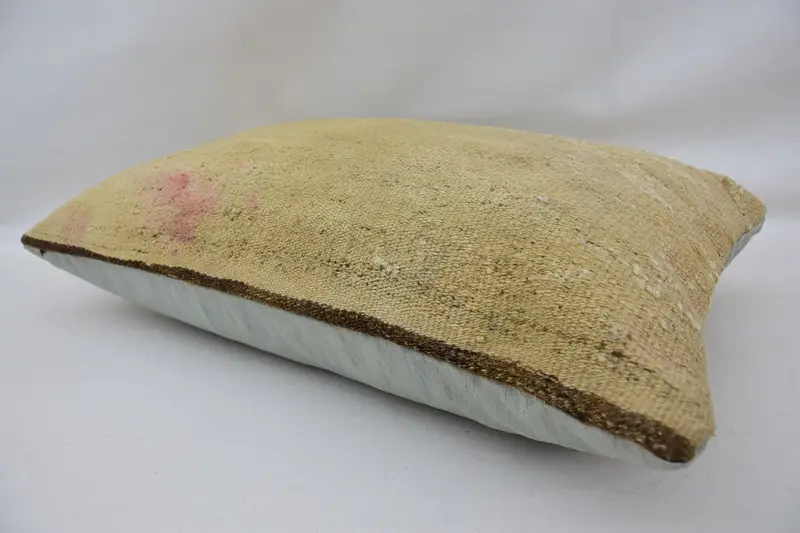Pillow Case, Turkish Pillow, Bright Pillow, Vintage Kilim Pillow, Nautical Throw Cushion Cover, 16x24 Beige Pillow Sham, Ethnical Kilim Rug Pillow - 6