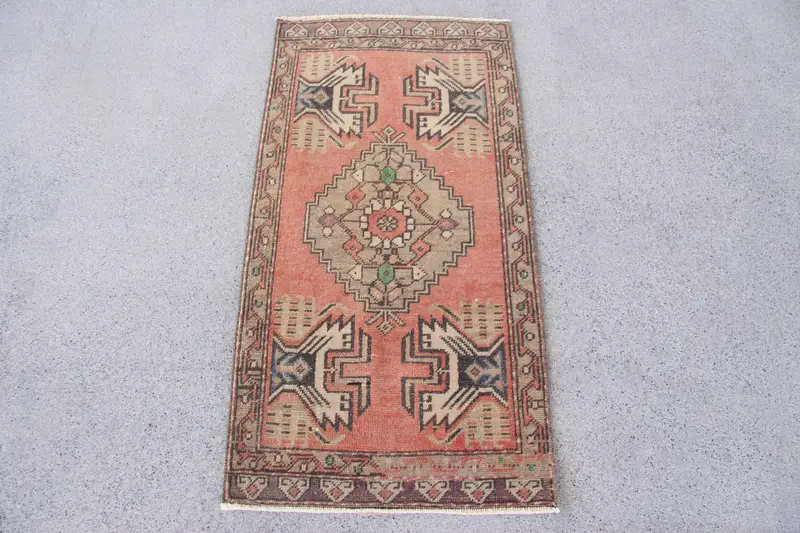 Alfombra de lunares naranja y marrón, 1,7x3,3 ft Decoración vibrante