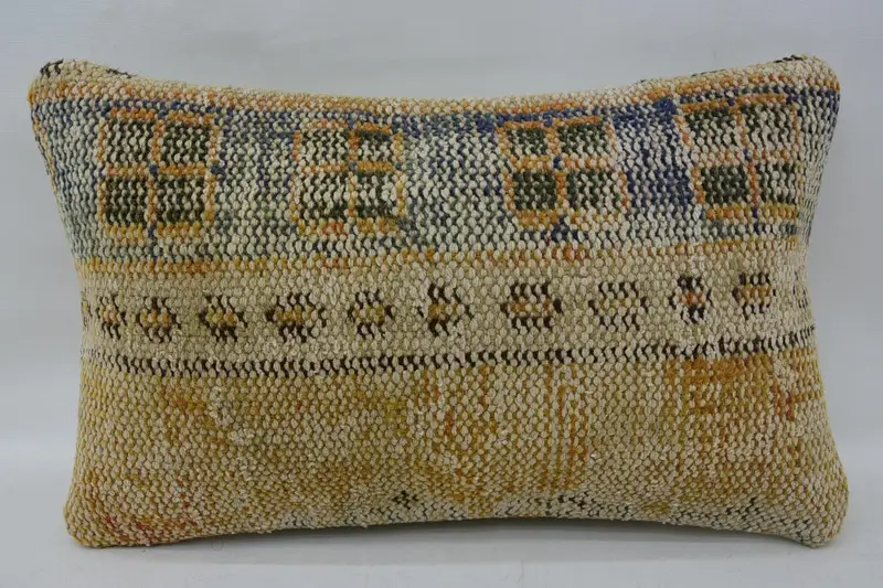 Vintage Beige Cushion Case, 12x20 inch Antique Pillow - 1