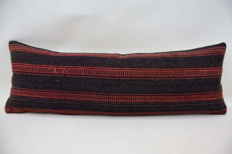 Throw Striped Cushion, 12x36 inch Brown Gift Rectangle Pillow - 1