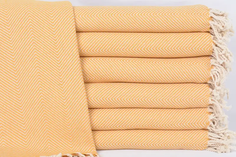Mustard Herringbone Personalized Turkish Cotton Towel, 70x40 Inches