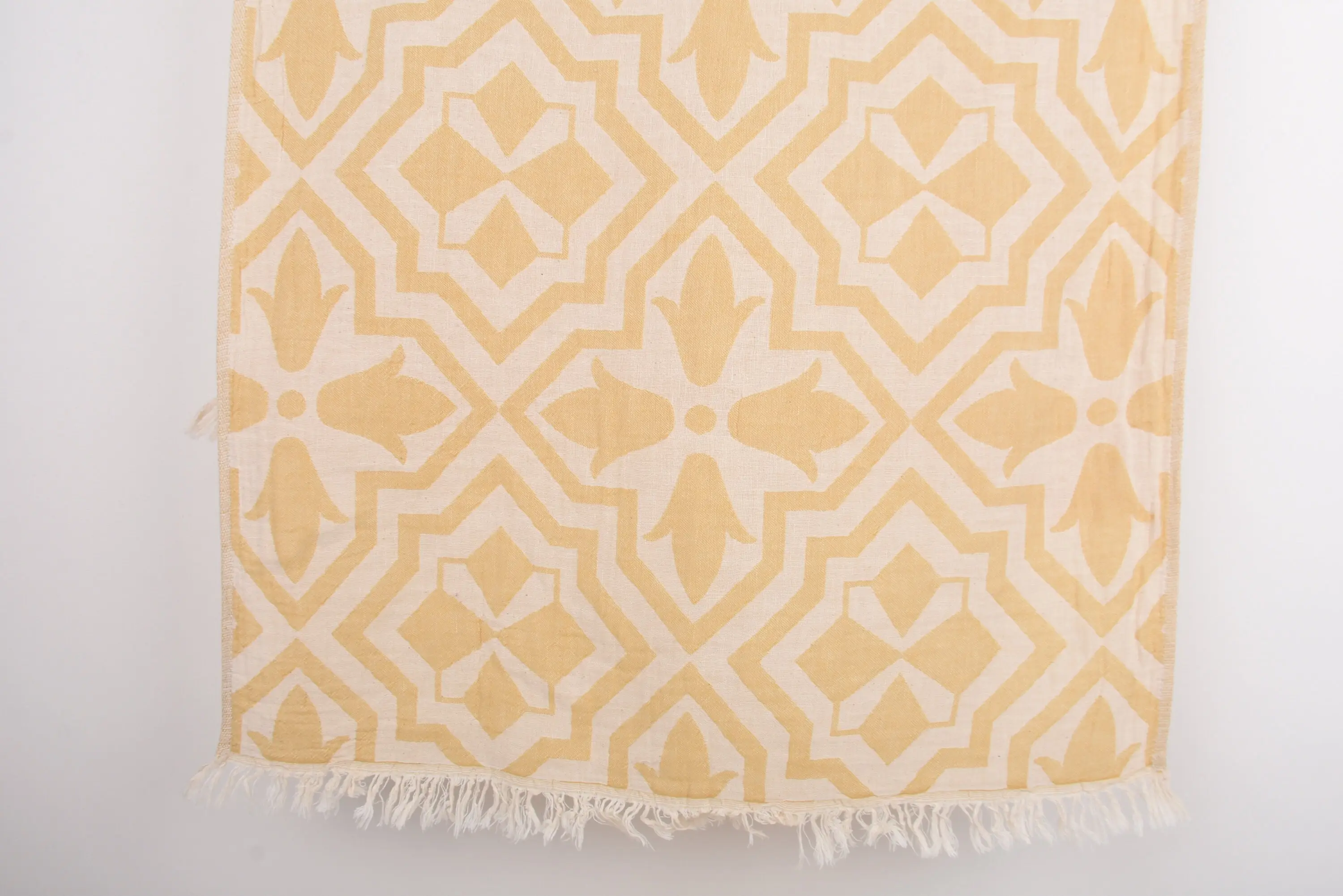 Turkish Towel Monogram Hand Towel Mustard Tulip Pattern, 40x24 Inches - 1
