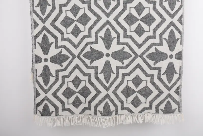 Turkish Hand Towel Black Tulip Patterned Tea Towel, 40x24 Inches