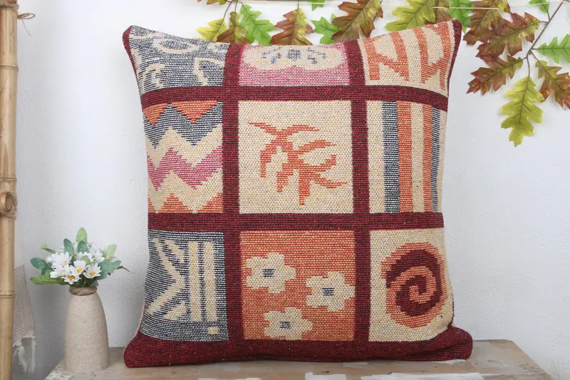 Vintage Pillow, Turkish Pillow, 24x24 Orange Cushion, Pillow, Neutral Throw Pillow Sham, Boho Pillow Sham Cover, Authentic Pillow Case - 2