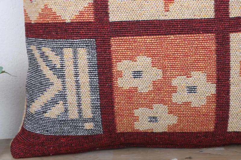 Vintage Pillow, Turkish Pillow, 24x24 Orange Cushion, Pillow, Neutral Throw Pillow Sham, Boho Pillow Sham Cover, Authentic Pillow Case - 3