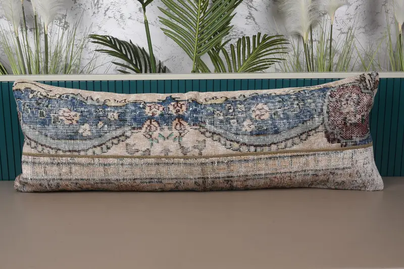 Turkish Lounge Yastık Kılıfı, DokumaBej Antika 16x47 inç Yastık - 1