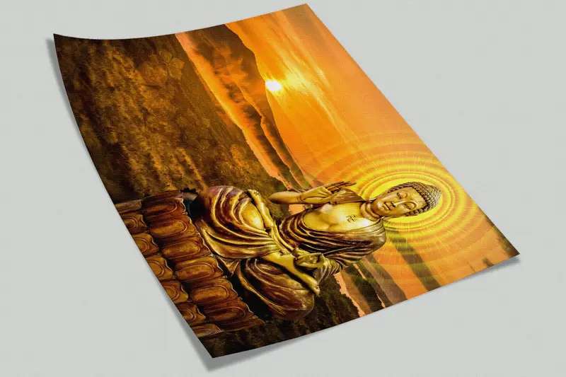Moderne Wandmalerei, Papierwandkunst, Handlungenschale und Stock, Buddha -Wandplakat, helles, wandtebuddhistisches Wanddruck, - 10