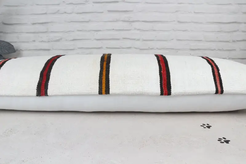 Ikat Pillow Cover, Cushion, 16x48 White Pillow Sham, Kilim Pillow, Nomadic Pillow Sham, Seat Pillow Cover, Vintage Pillow, Gift Pillow - 6