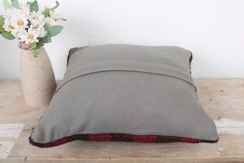 Handmade Kilim Cushion, Sofa Cushion Cover, Turkish Kilim Pillow, Pillow for Couch, Traditional Pillow Case, Pillow Cover, 12x12 Red Cushion Case - 7