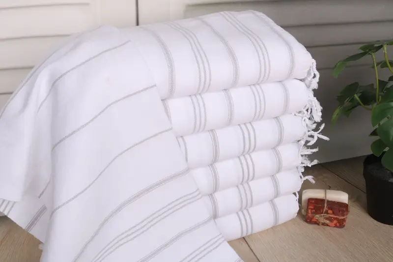 Mutfak havlu, gelin duş iyilikleri, düğün hediyesi mutfak havlu, Noel hediyesi, banyo havlu, 40x24 pamuklu çizgili havlu, düğün iyiliği - 1