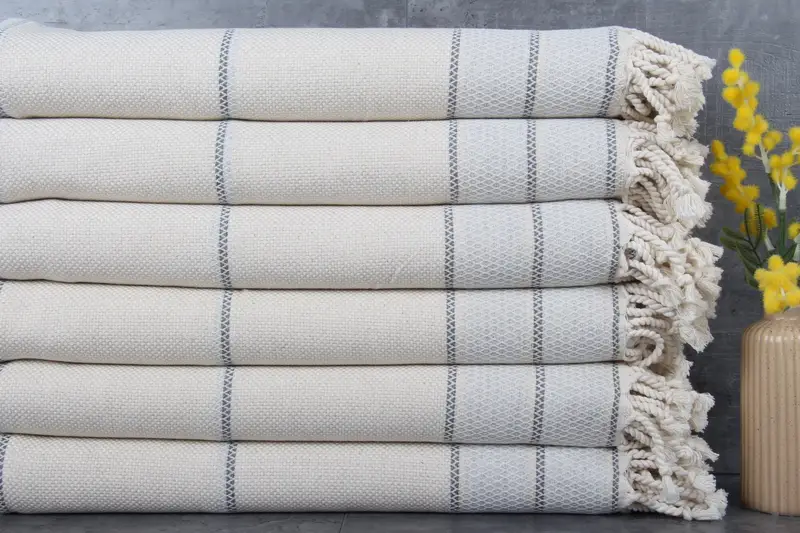 Wedding Gift Gray Striped Organic Cotton Towel, 36x71 Inches