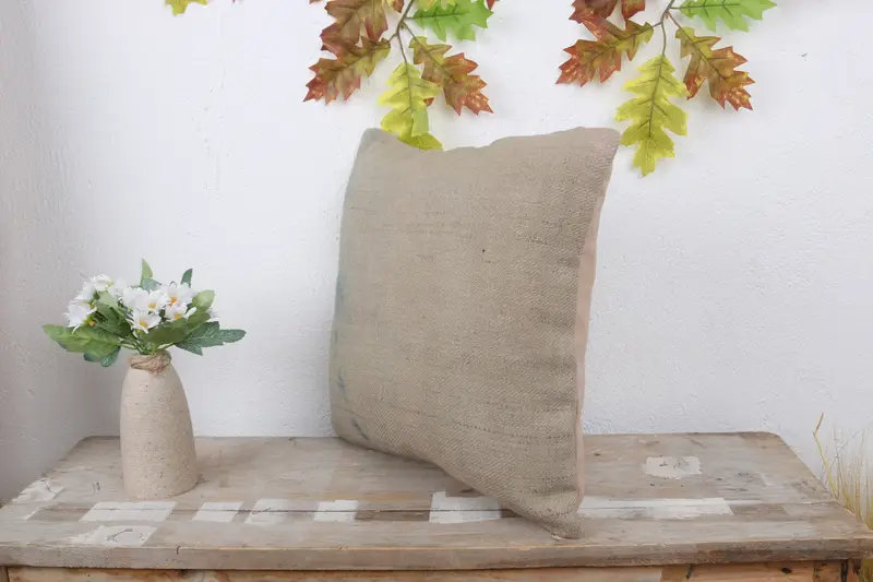 Kilim Pillow Cover, Pillow Cover, 14x14 Beige Cushion, Pattern Throw Pillow Cover, Interior Designer Pillow, Vintage Kilim Pillow - 4