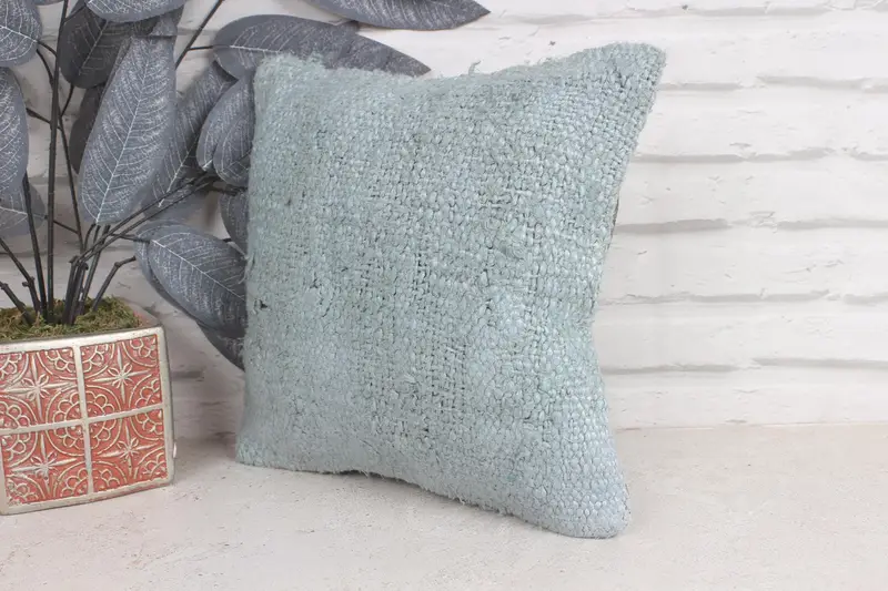Vintage Kilim Pillow, Cushion Case, Pastel Pillow Sham, Armchair Pillow, 12x12 Blue Pillow, Luxury Pillow Case, Boho Pillow, Kilim Pillow - 3