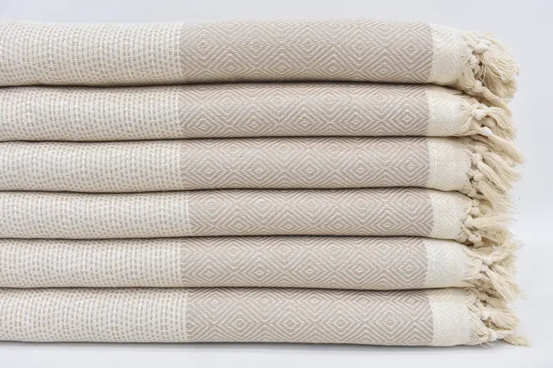 Turkish Brown Geometric Cotton Blanket, 98x79 Inches