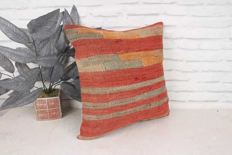 Floor Cushion, Lounge Throw Pillow Case, Kilim Pillow, 18x18 Red Cushion Case, Bolster Pillow Sham, Pillow, Antique Pillows, Gift Pillow - 3