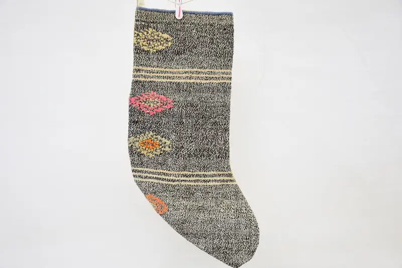 Festive Brown & Pink Ornament Stocking, 14 Inch Christmas Stocking