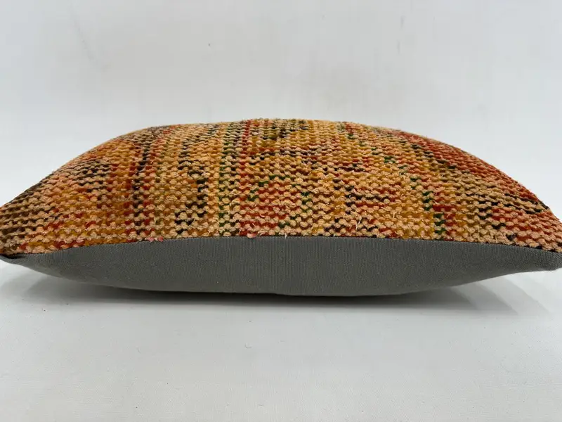 Vintage Kilim Pillow, 12x20 Orange Pillow Cover, Cushion, Authentic Pillow Case, Turkish Kilim Pillow, Aztec Cushion Case, Pillow for Couch - 5