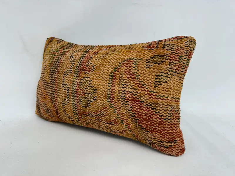 Vintage Kilim Pillow, 12x20 Orange Pillow Cover, Cushion, Authentic Pillow Case, Turkish Kilim Pillow, Aztec Cushion Case, Pillow for Couch - 4
