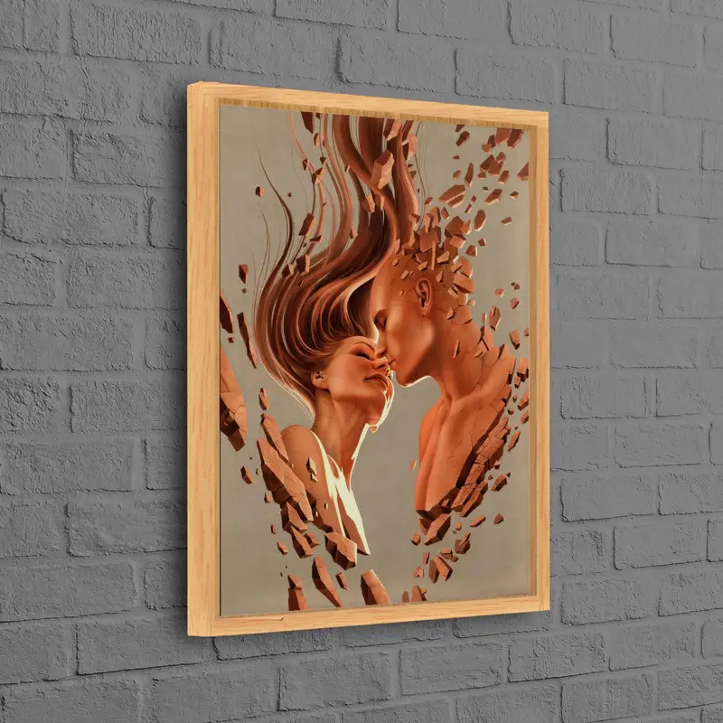 シュールなカップル キャンバス: 愛の抱擁、寝室へのギフトに最適