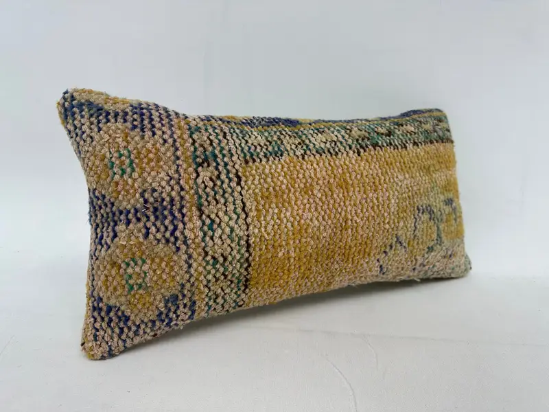 Pillow for Couch, 10x20 Yellow Pillow Cover, Pillow, Ethnic Throw Cushion Cover, Ethnical Kilim Rug Pillow, Kilim Cushion Sham - 2