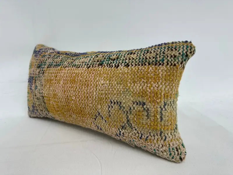 Pillow for Couch, 10x20 Yellow Pillow Cover, Pillow, Ethnic Throw Cushion Cover, Ethnical Kilim Rug Pillow, Kilim Cushion Sham - 3