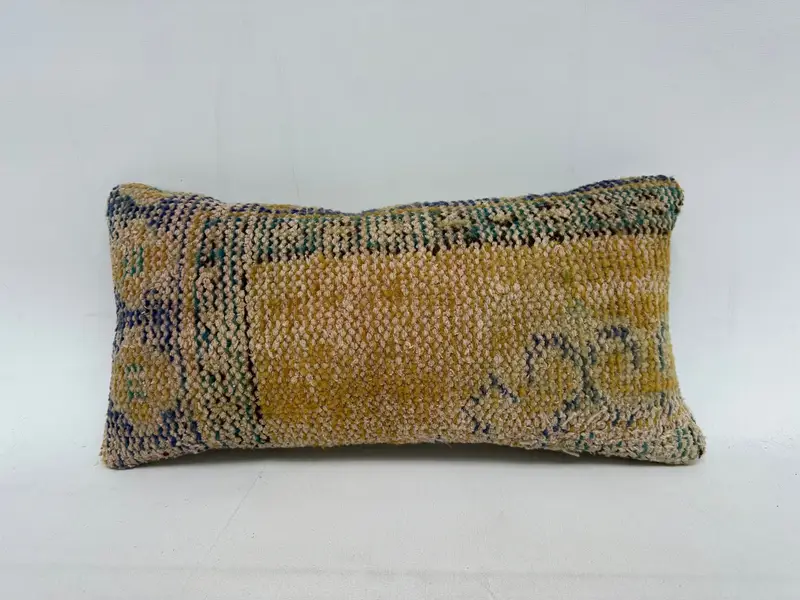 Pillow for Couch, 10x20 Yellow Pillow Cover, Pillow, Ethnic Throw Cushion Cover, Ethnical Kilim Rug Pillow, Kilim Cushion Sham - 1